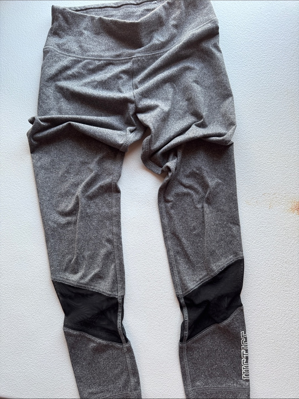 Justice Gray Leggings with Black Mesh Knee Panels